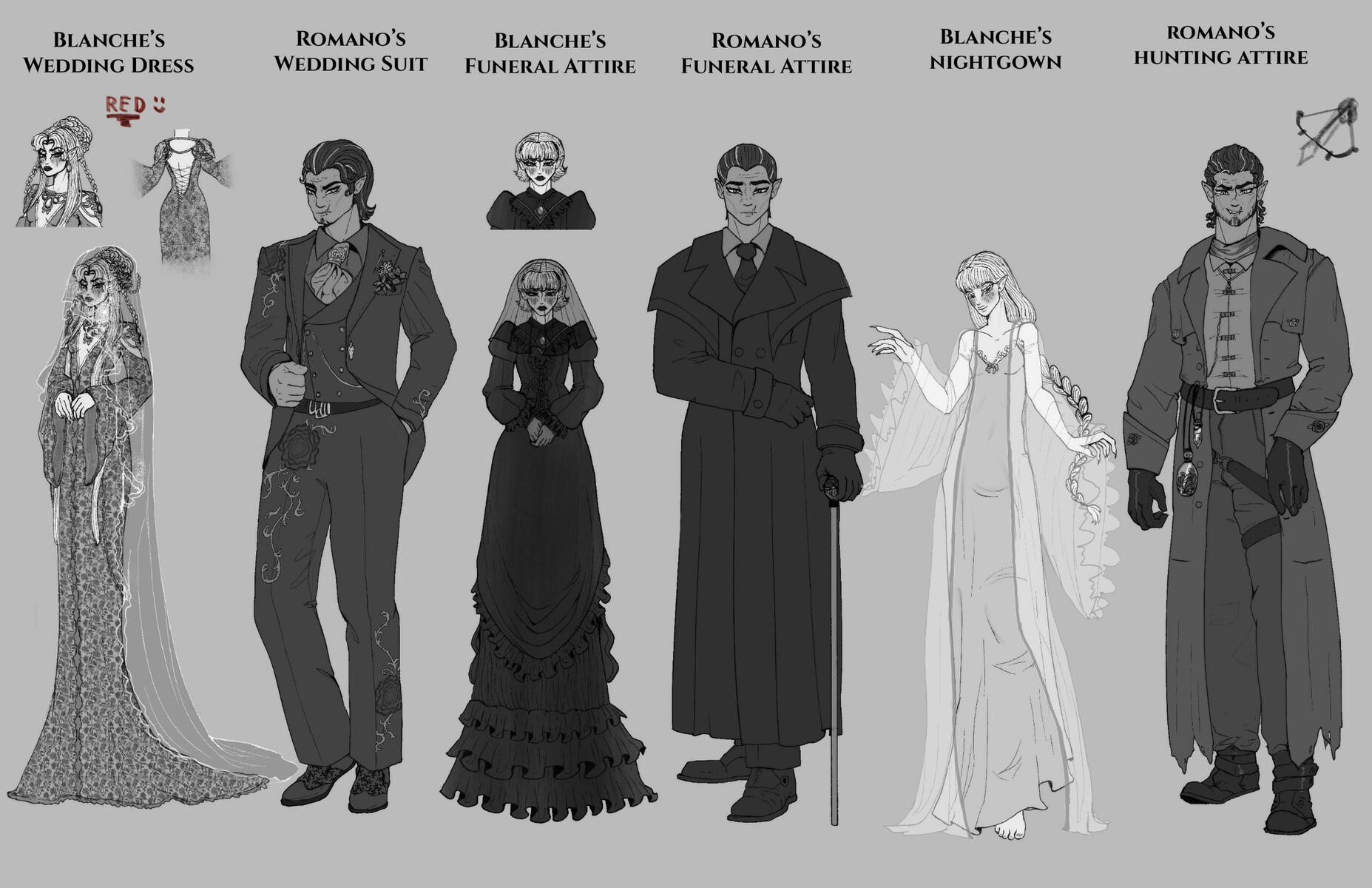 The Divine and the Damned - Outfit Designs