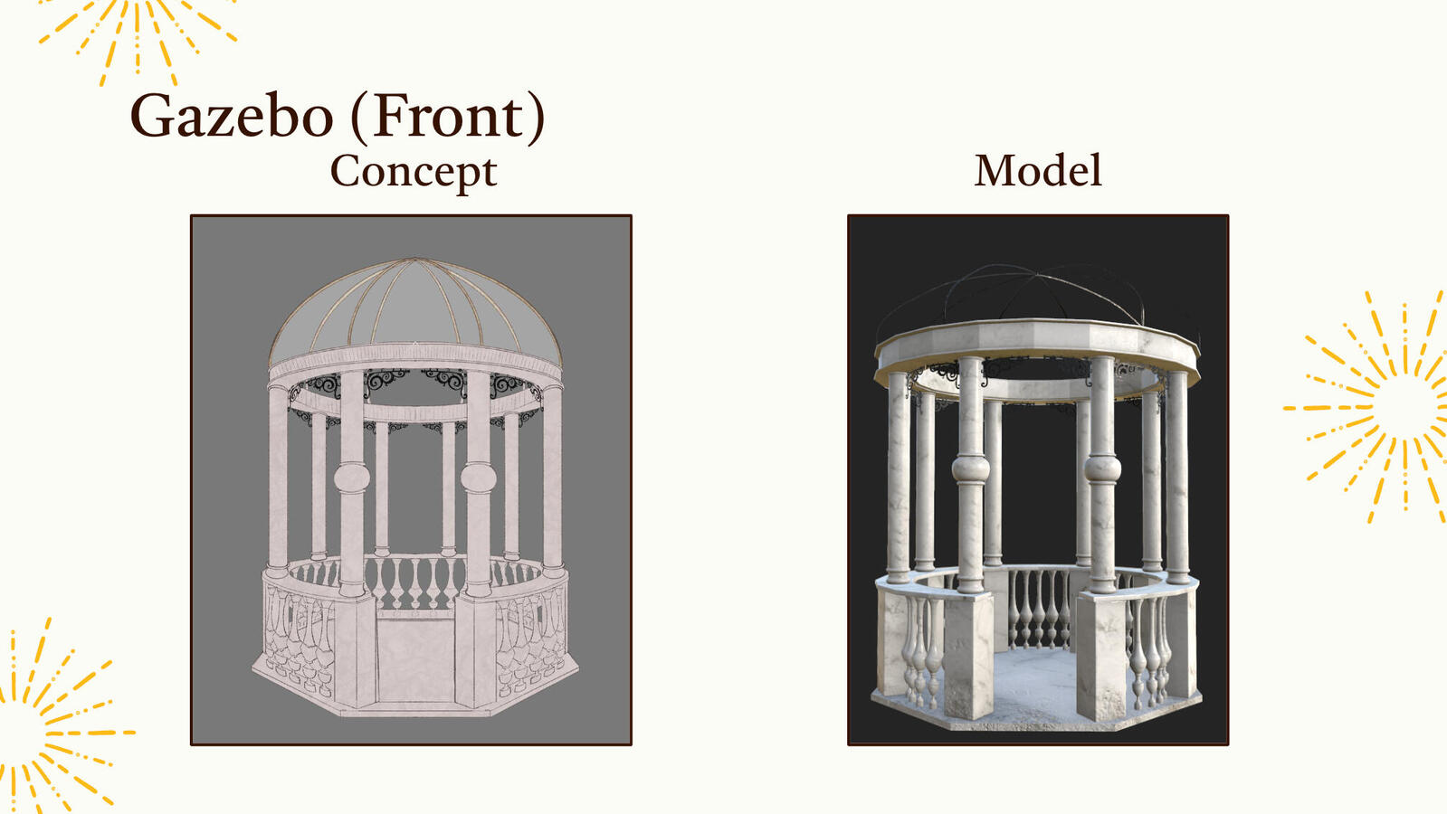 Gazebo Model & Texturing【Marble Sculpture Garden】